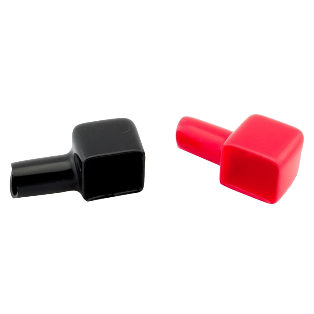 Cdrox 2pcs Square Motorcycle Scooter Battery Terminals Rubber Covers Red Black Motorbike Accessories
