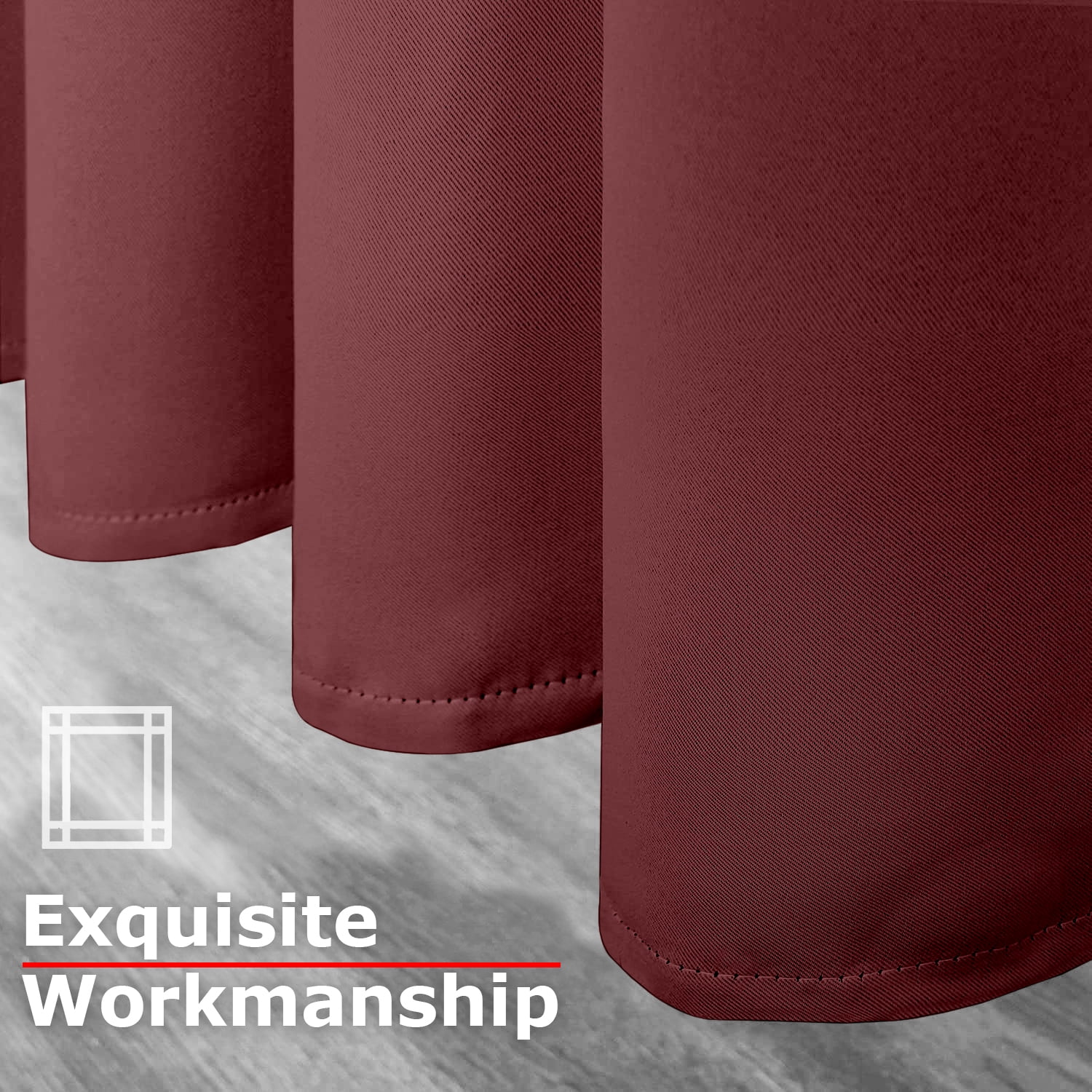 Ample Decor Blackout Curtain 46 x 84 inch Maroon Set of 4 Panels, Room Darkening for Bedroom, Noise Reducing, Privacy Protection
