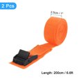 thumbnail image 2 of Unique Bargains Sangles à Attacher, 2 Pcs Sangles d'Arrimage à Boucle Réglables, Sangle de Serrage 200x2,5 cm (Orange), 2 of 5