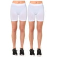 thumbnail image 2 of Women's 2 Pk Plus Size Seamless Stretch Yoga Exercise Shorts Bike Shorts (1X-2X) White, 2 of 2