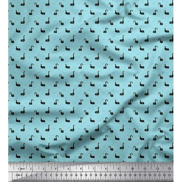 Soimoi Cotton Voile Fabric Swan Small Print Sewing Fabric Yard 56 Inch Wide