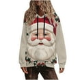 thumbnail image 2 of Ounisa Women's Novelty Christmas Santa Claus Snowman Print Hoodies Long Sleeve Hooded Sweatshirt Jacket with Pocket, 2 of 8