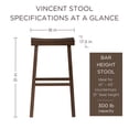 thumbnail image 6 of Maven Lane Vincent Wooden Rustic Aesthetic Kitchen Bar Stool, Set of 4, 6 of 7