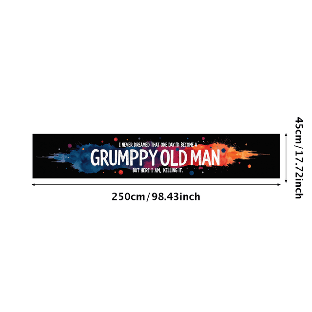 Grumpy Old Man Theme Background Banner with Cartoon Faces and Funny Quote Party Decorations Photography Props Birthday Party Backdrop Decors