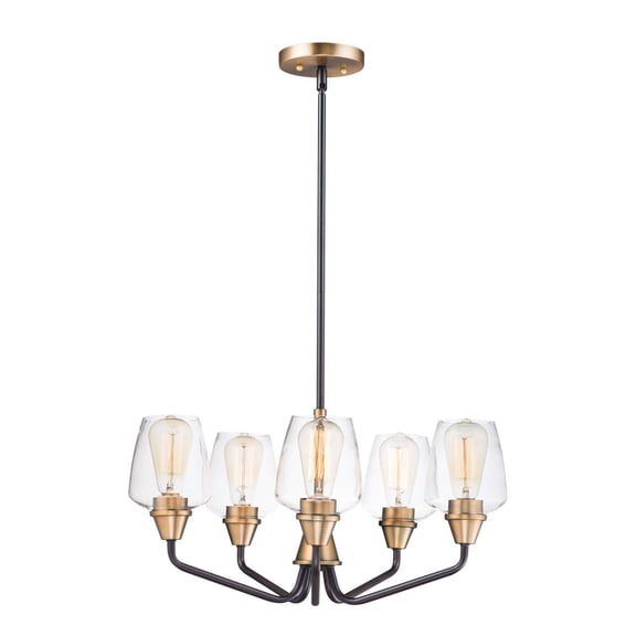 Maxim 26125CLBZAB 23 in. Goblet Five-Light Chandelier Ceiling Light, Bronze & Antique Brass