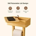 thumbnail image 7 of 4-in-1 Toilet Paper Holder Stand with Storage Shelf Box, 360° Rotating Bamboo Free Standing Toilet Tissue Roll, Toilet Wipes Dispenser Organizer Desktop for Bathroom Decor (Patented), 7 of 7