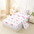 thumbnail image 2 of Manfei Girls Kawaii Ribbon Bowknot Twin Sheet Sets 3pcs,Kids Teens Geometric Plaid Bedding,Microfiber Bedroom Decor, 2 of 4