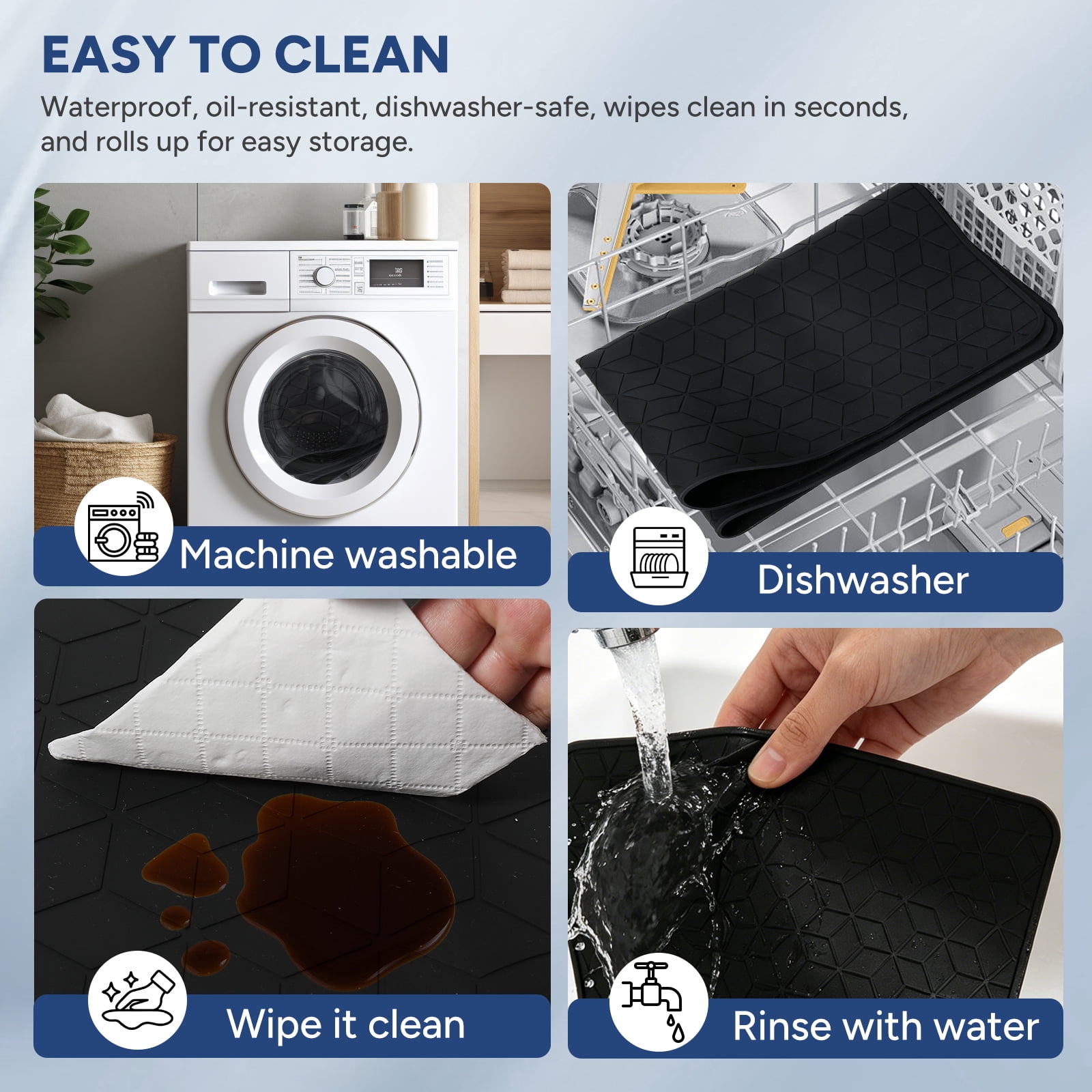 OVINESY Silicone Cooktop Protector for Electric & Induction Stoves, Heat-Resistant & Non-Slip Mat, Black, Diamond Pattern, 28 x 20 Inches