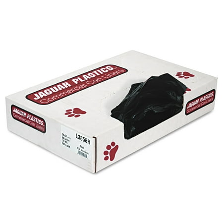 Jaguar Plastics Low-Density Trash Bags, 60gal, .7mil, Black, 100/Carton