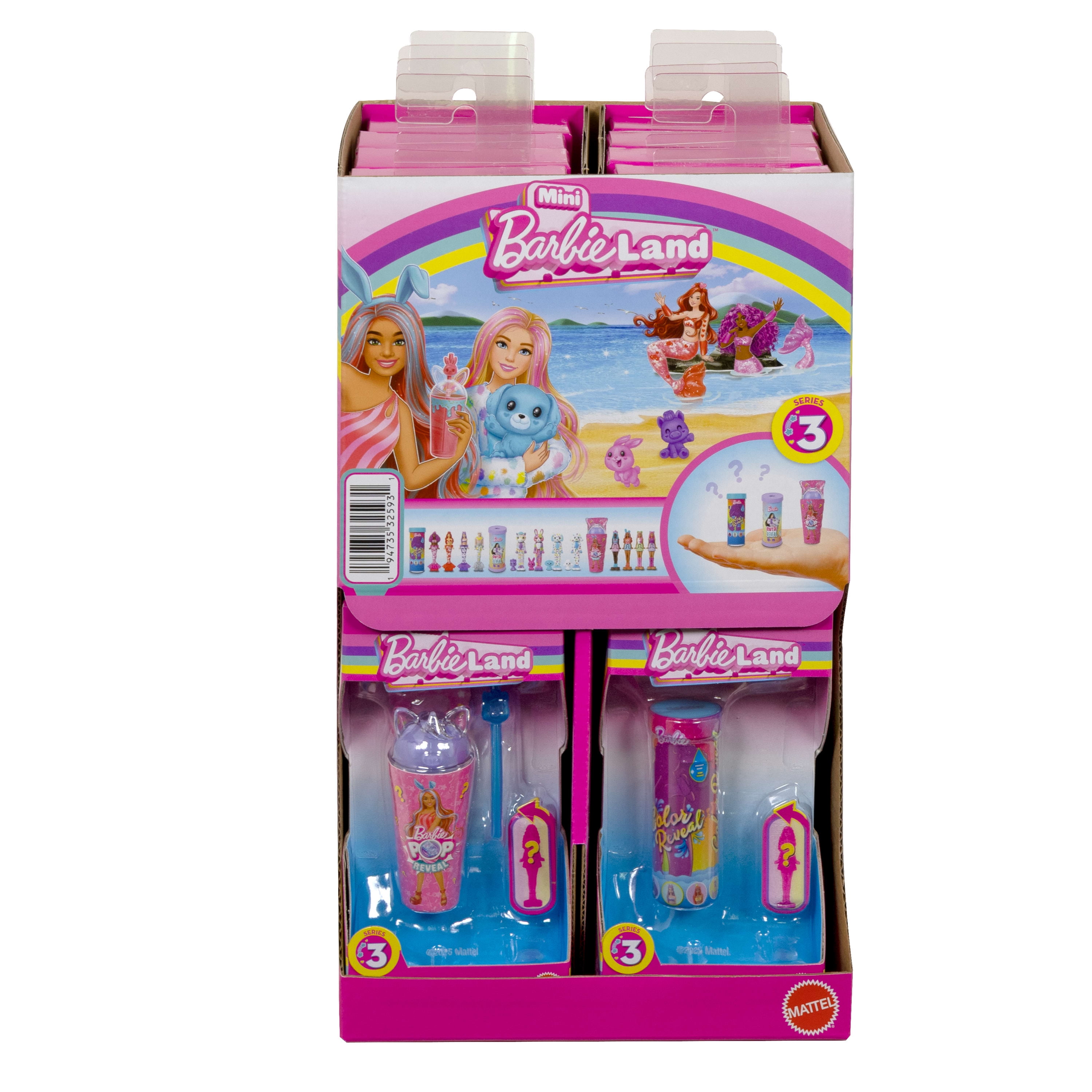 Barbie Mini BarbieLand Color Reveal Mermaid Dolls, 1.5-inch Doll with Surprise Water Reveal (Styles May Vary), Series 3