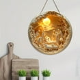 thumbnail image 4 of chaungfeng 7.9 Inch Wooden Nativity Wall Hanging, Round Resurrection Decor Nativity Scene Ornament, for Home Display, Christmas Party Christmas Tree Decoration, 4 of 6