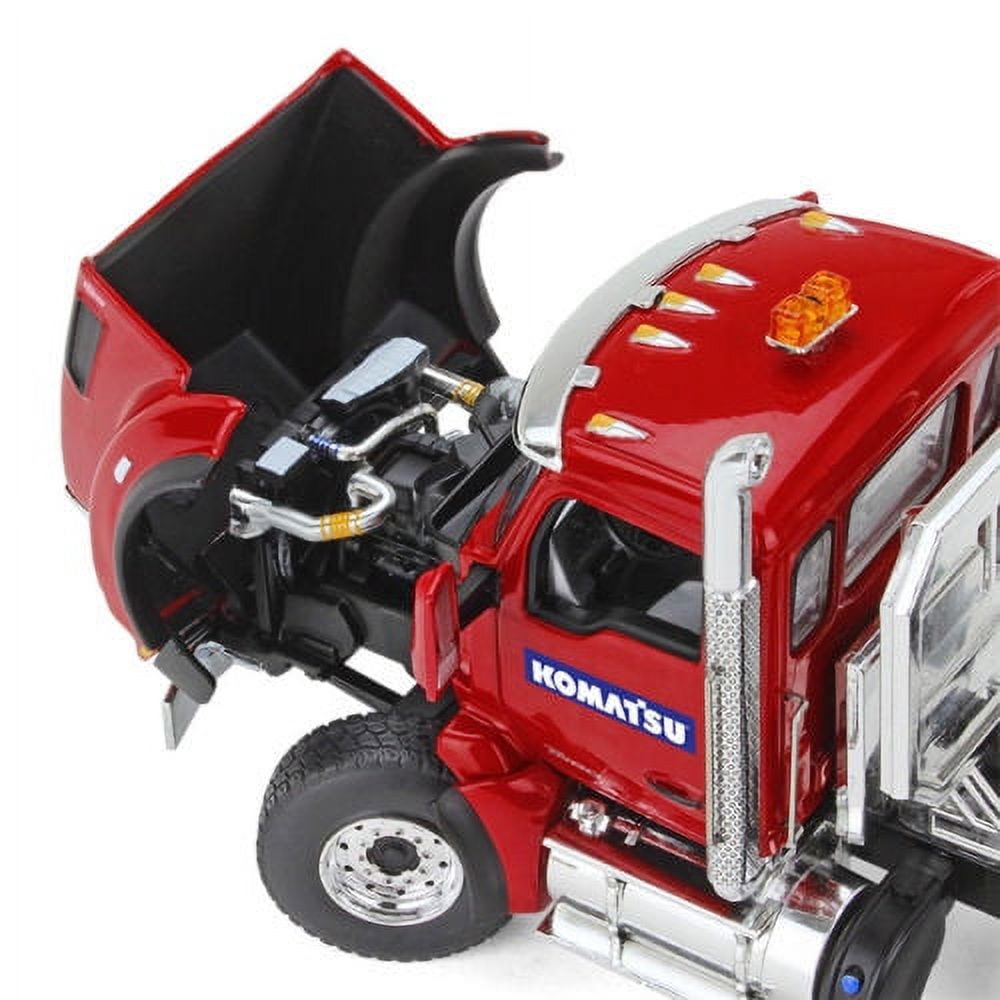 Komatsu Kenworth T880 Tri Axle Lowboy Trailer Red 1/50