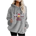 thumbnail image 3 of Feancey Merry Christmas Hoodie Women Winter Fluffy Fleece Pullover Sweatshirts Novelty Xmas Tree Graphic Hoodies Comfy Plush Hooded Tops with Pocket Gray S, 3 of 5