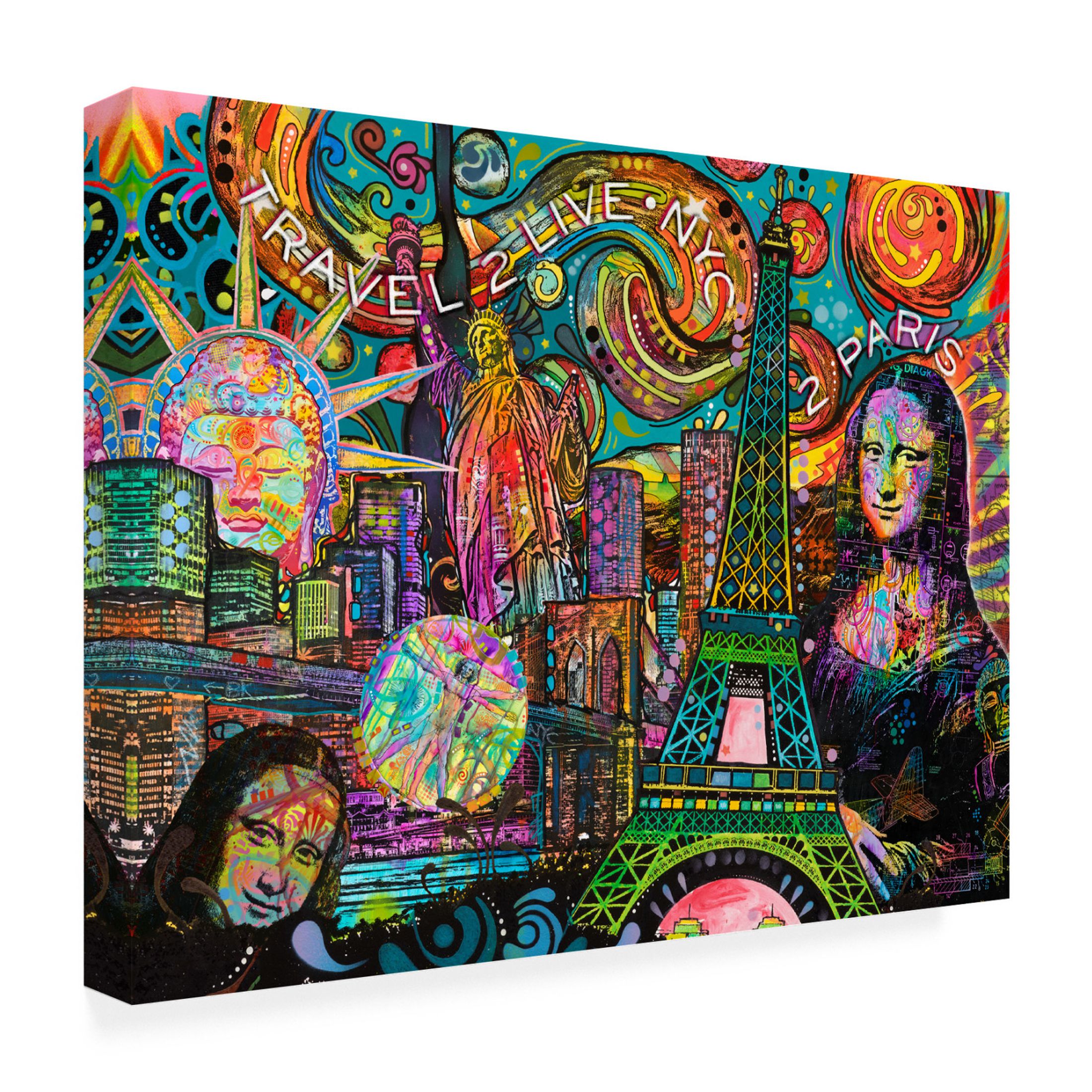 Canvas Wall Art - Dean Russo 'Iconic Travel' Wall Art for Living Room, Bedroom, or Office Décor by Trademark Fine Art - 47 x 35 Inches