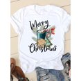 thumbnail image 2 of Camiseta con estampado navideño de estilo acuarela para mujer, ropa de Año Nuevo con cuello redondo, camiseta informal con estampado de los años 90, 2 of 5
