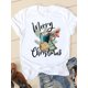thumbnail image 2 of Camiseta con estampado navideño de estilo acuarela para mujer, ropa de Año Nuevo con cuello redondo, camiseta informal con estampado de los años 90, 2 of 5