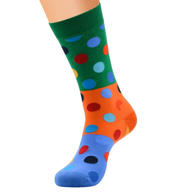 Under $5 Socks Blue Men Casual Dot Print Cotton Pattern Lady Socks Tube Comfortable Socks
