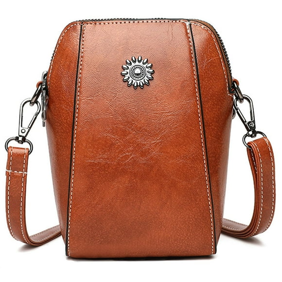 Mistaha Trendy Waxed Cowhide Shoulder Bag 2024 New Arrival Women's Crossbody Bag Elegant Small-sized Genuine Leather Phone Pouch Brown