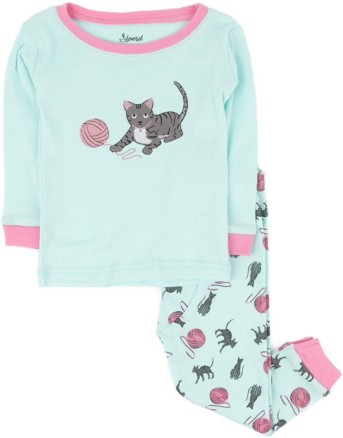 Leveret Leveret Kids & Toddler Boys Girls 2 Piece Pajamas 100 Cotton Cat (Size 8 Years