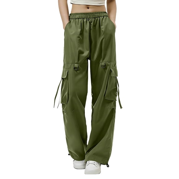 Women's Fashion Multi-Pocket Cargo Pants Drawstring Elastic Waist Loose Fit Trousers 2026 Trendy Fashion Streetwear for Vacation Outdoor Daily