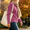 thumbnail image 5 of Ozmmyan Womens Crew Neck Sweater for Womens Long Sleeve Ribbed Knit Relaxed Fit Casual Solid Sweater Top Fall Winter, 5 of 7