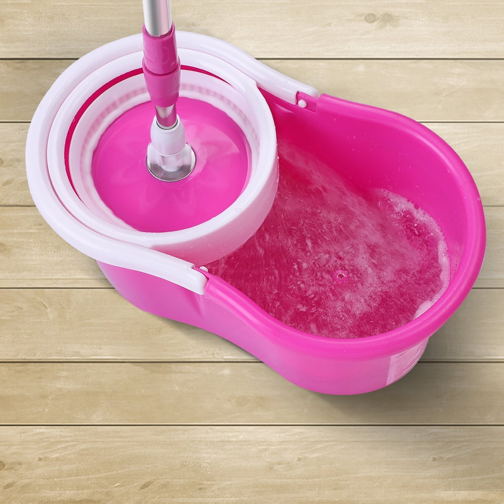 Kepooman Microfiber Spin Mop & Bucket Floor Cleaning System, Pink Kepooman Microfiber Spin Mop & Bucket Floor Cleaning System, Pink