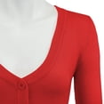 thumbnail image 2 of YEMAK Women's Cropped Bolero 3/4 Sleeve Button Down Cardigan Sweater CO129-TMT-1X, 2 of 11