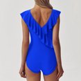 thumbnail image 3 of Ohufall Women Swimsuits Fashion Solid Color Loose Fit Ruffle Monokini Swimwears Ladies One Piece Bathing Suits, 3 of 5