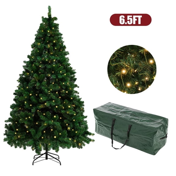 ASTRAEA 6.5 FT Pre-Lit Christmas Tree, Artificial Hinged Spruce 250 LED Lights & 850 Tips Holiday Xmas Decor for Indoor Outdoor, Green