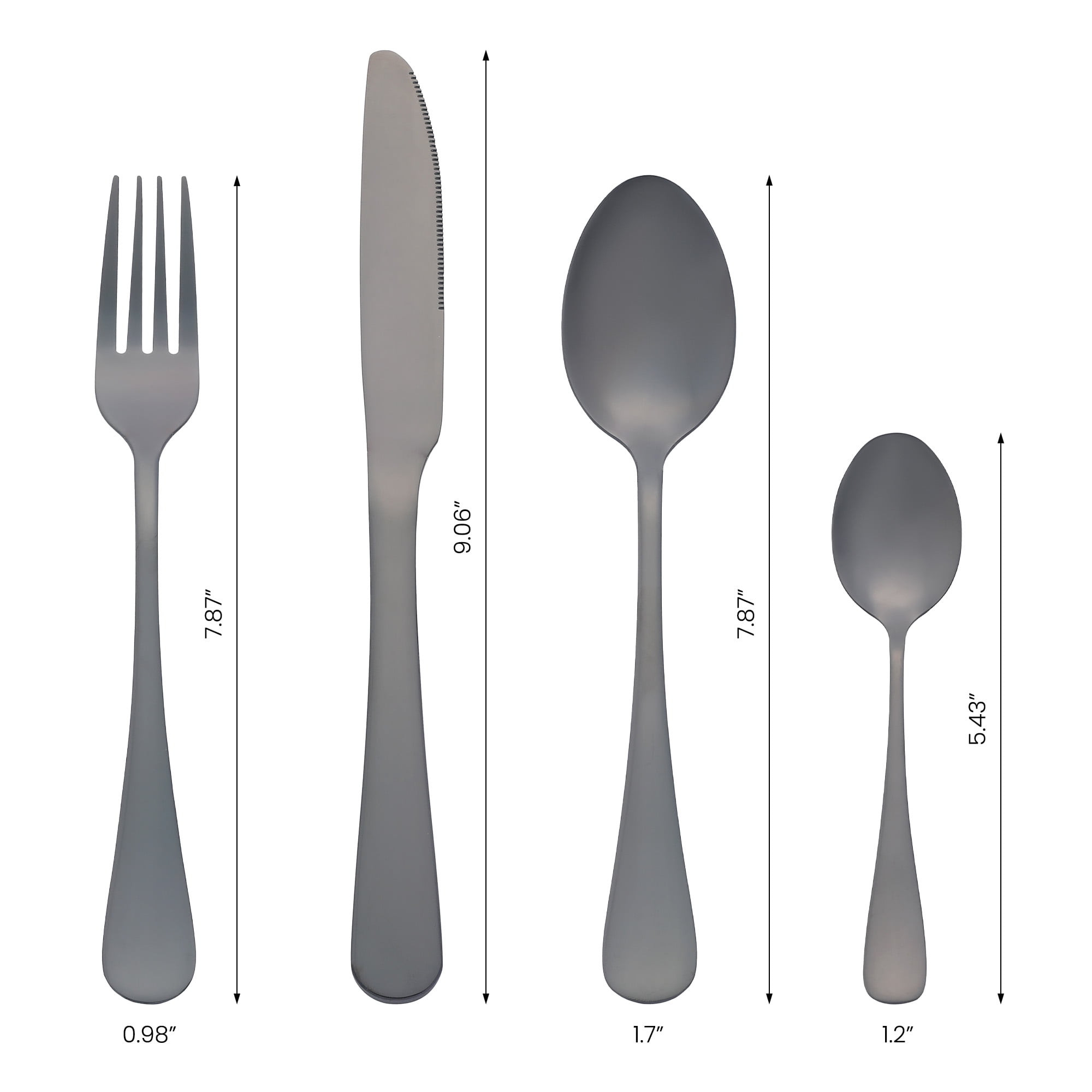 Unique Bargains Stainless Steel Silverware Set with Spoons and Forks Black 4 Pcs