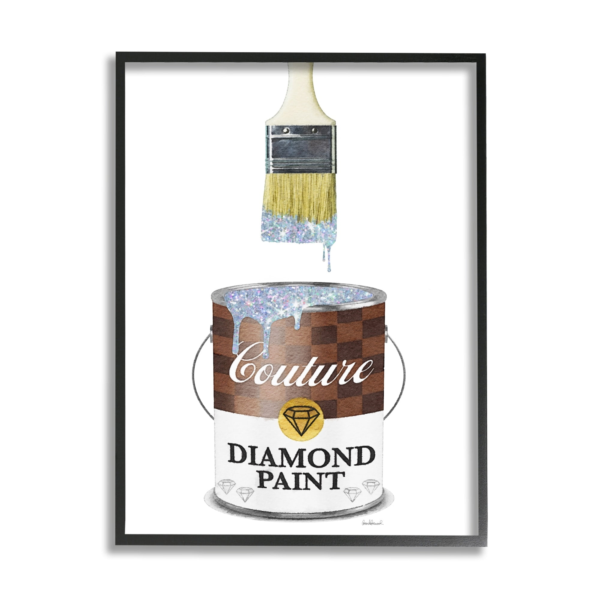 Stupell Industries Couture Diamond P. Brown Fashion Pattern Pop Brush, 16 x 20, Design by Amanda Greenwood