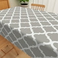 thumbnail image 3 of Nanqianyi Grey Tablecloth Rectangle 54" x 72", White Geometric Pattern Printed, Waterproof Table Cloth for Kitchen Dining Tabletop, 3 of 6