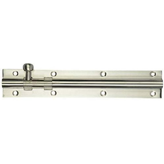 ssiskcon 10mm x 8" Inch Barrel Bolt Stainless Steel Long Door Surface Dutch Slide Lock Interior Sliding Latch (With Screws) Satin Ball Knob Heavy 32D(630) Round Section Defender Security(Pack Of 7)