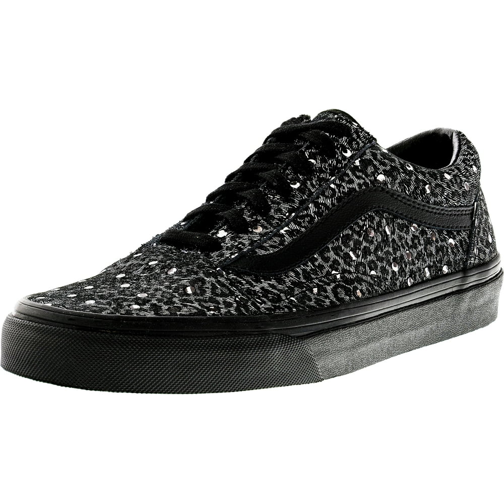 vans black & brown old skool platform leopard trainers