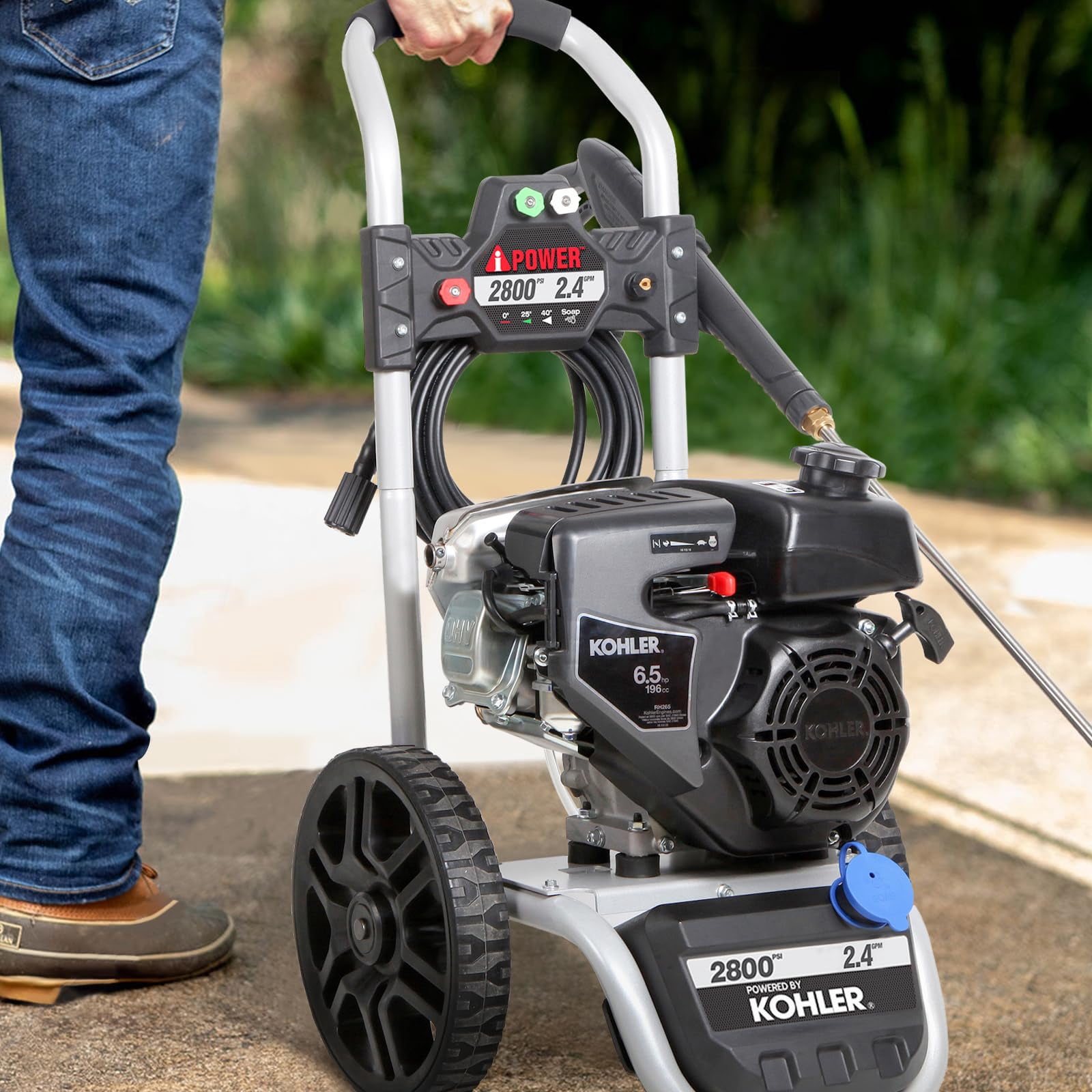 A-iPower Pressure Washer 2800 PSI at 2.4 GPM 196 cc OHV 4 Gas Cold, 25 ft. Pressure Hose