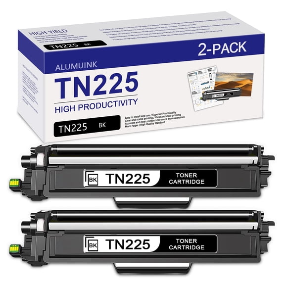TN225 Toner Cartridge Compatible for Brother HL-3170CDW HL-3140CW 2 Pack Black