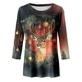 thumbnail image 4 of JIKNTTR Womens Christmas Printed Tshirts Tops Trendy Cute 3/4 Length Sleeve Round Neck Shirts Loose Fit T Shirts Fall Fashion Tops Lightweight Slim Fit Tops, 4 of 4