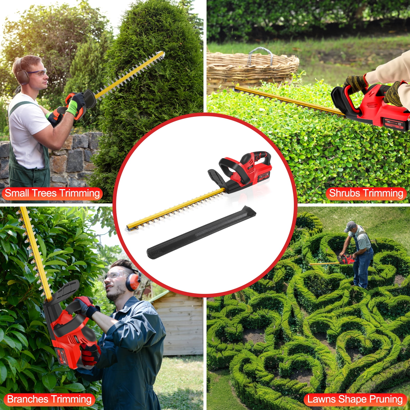 Cordless Hedge Trimmer, UNTIMATY 21V Rechargeable Hedge Trimmer with 22" Double Action Blade, Double Safety Handle, 3.0Ah Battery & Charger, for Shrub Cutting, Trimming