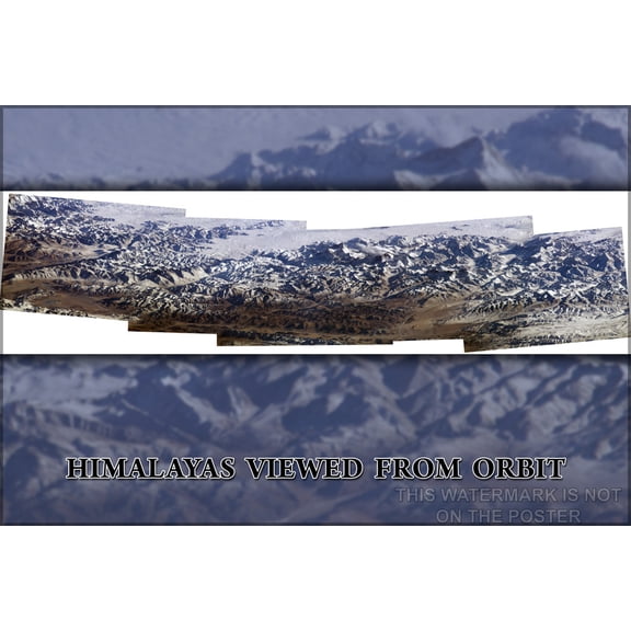 24"x36" Gallery Poster, Himalayas from orbit with Makalu and Mount Everest 80 miles long