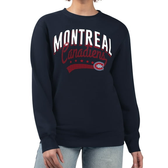 Women's G-III 4Her by Carl Banks  Navy Montreal Canadiens Filigree Team Graphic Fleece Pullover Sweatshirt