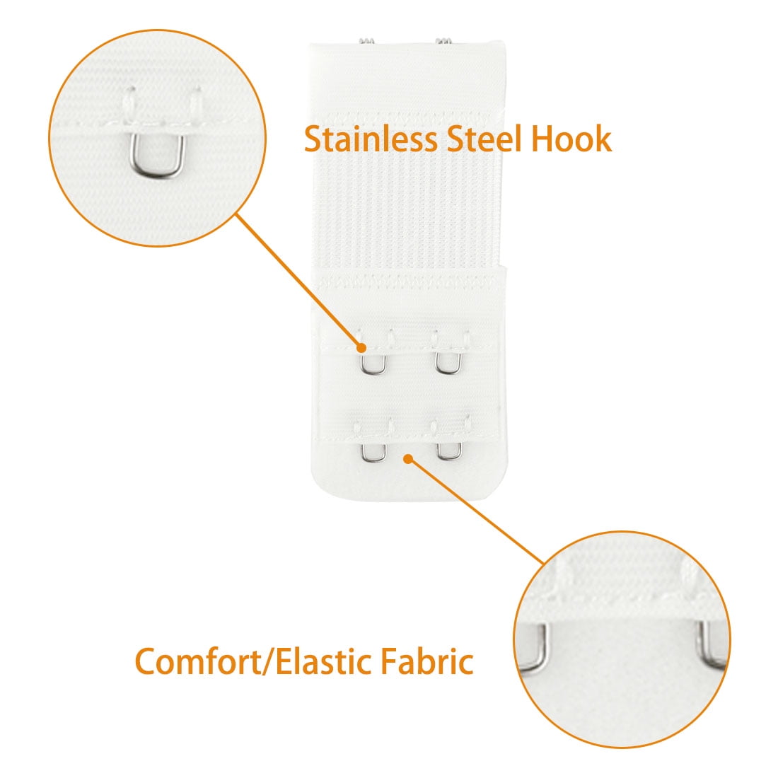 Unique Bargains 2Pcs Adjustable Bra Extenders 2x2/2x3/2x4 Hooks White 2 Rows 2 Hooks