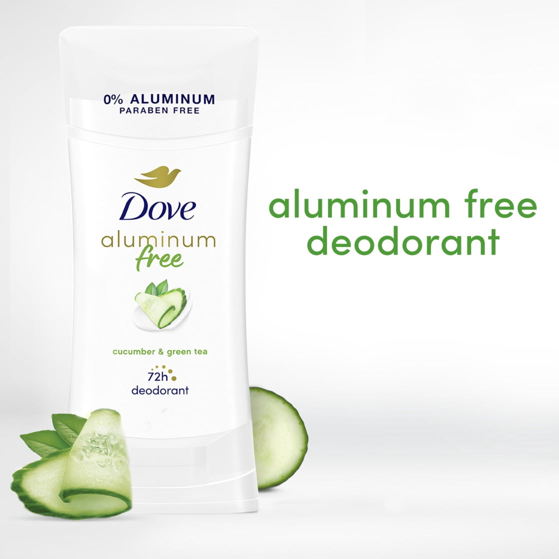 (3 pack) Dove Aluminum Free Deodorant for Women Cucumber and Green Tea, 2.6 oz