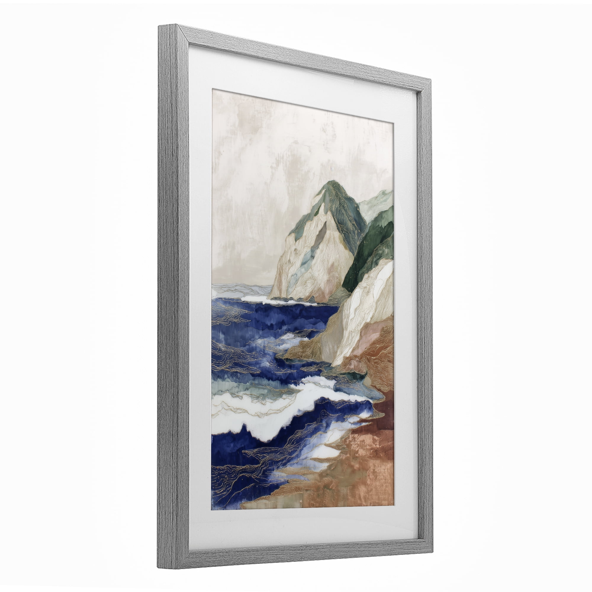Stupell Industries Cliff Next To The Sea Gray Framed Print Under Glass, design by Chromatic Storm Studio
