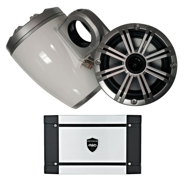 Kicker Marine Wake Tower System w/ Silver 6.5 Speakers, Wet Sounds HT4