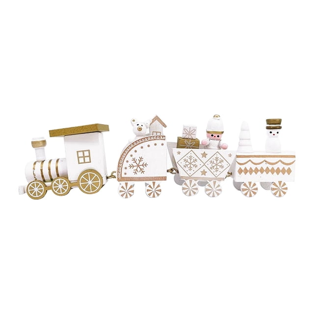 WIFKLSIIPG Christmas Wooden Mini Train Decorations Solid Wood Christmas Train Cabinet Table Decorations