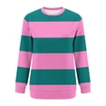 thumbnail image 4 of Karymi Cute Tops for Women Two-Tone Wide Horizontal Stripe Crew Neck Sweatshirt, Long Sleeve Non-Hooded Pullover Top, Block Color Sweatshirt with Side Pockets Womens Tops, 4 of 7