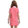 thumbnail image 2 of inlzdz Robe d'Uniforme Scolaire à Carreaux Vichy pour Filles, Manches Courtes, Fermeture Éclair, Robe d'Été avec Cheveux, Rouge, 6, 2 of 5