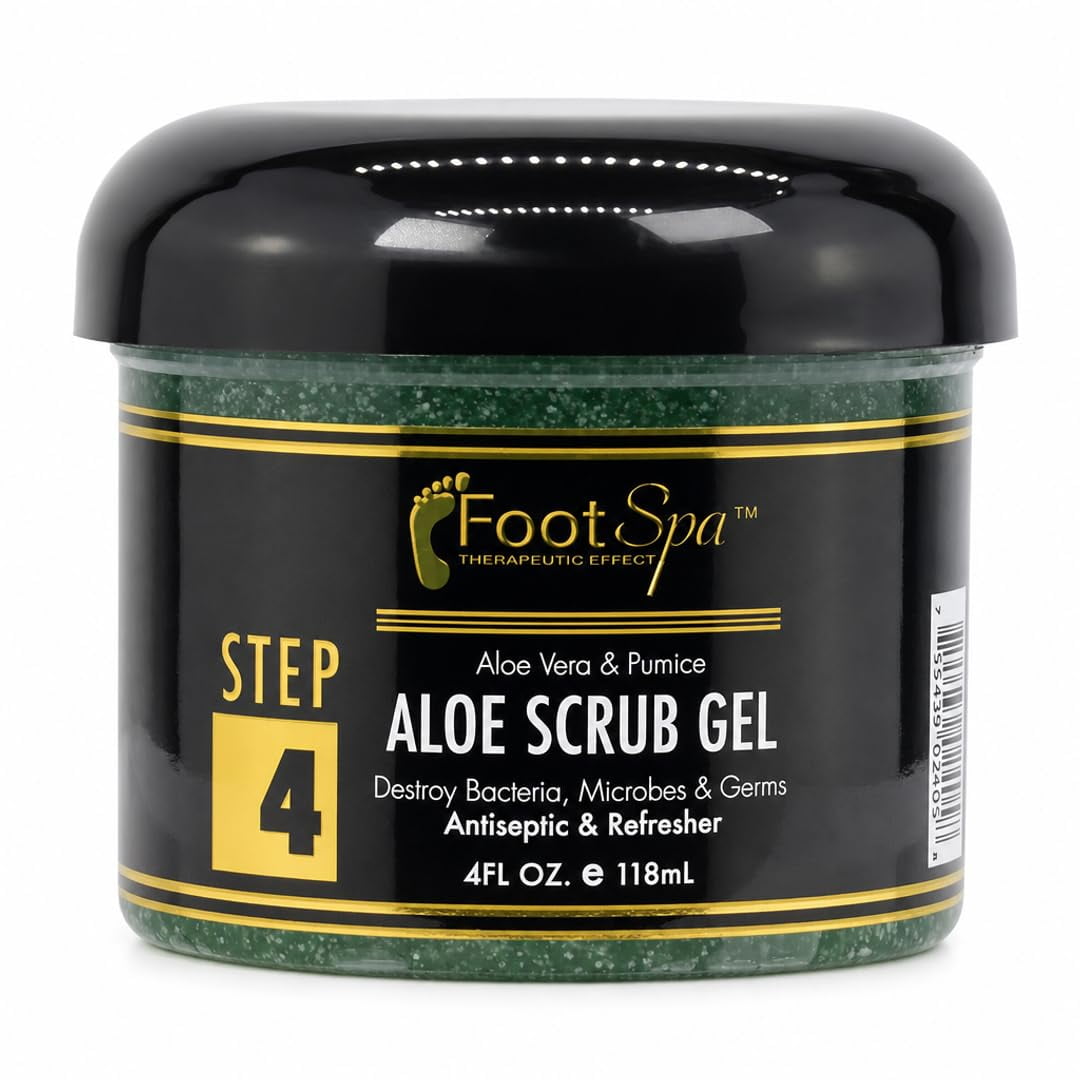 FOOT SPA Exfoliating Scrub Gel, 4 oz - Manicure, Pedicure & Body Exfoliator with Aloe Vera & Salicylic Acid