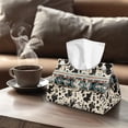 thumbnail image 4 of COEQINE Tissue Box Cover PU Leather Rectangular Napkin Tissues Organizer Napkin Tissue Dispenser for Kitchen Bathroom Bedroom Office Car Home Decor, American Tribal Cow Print Retro, 4 of 7