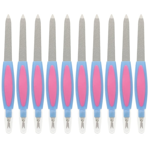 10pcs Nail Art Files Double Sides Acero inoxidable Varilla de molienda Herramientas de pedicura de manicura